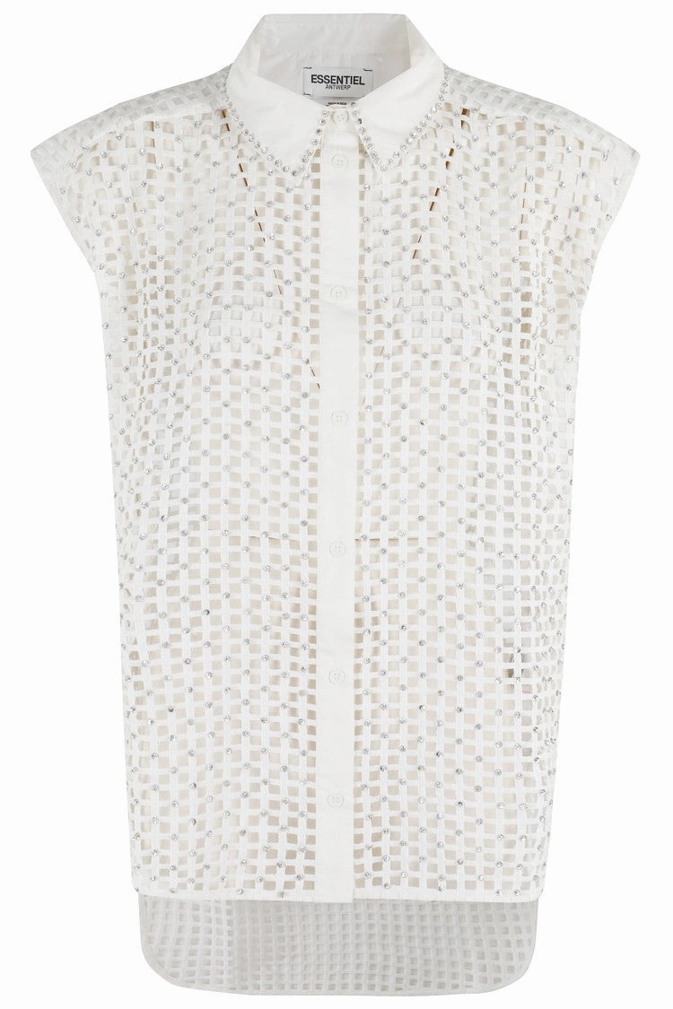 Sheer Mesh Harness Top With All-Over Sequins