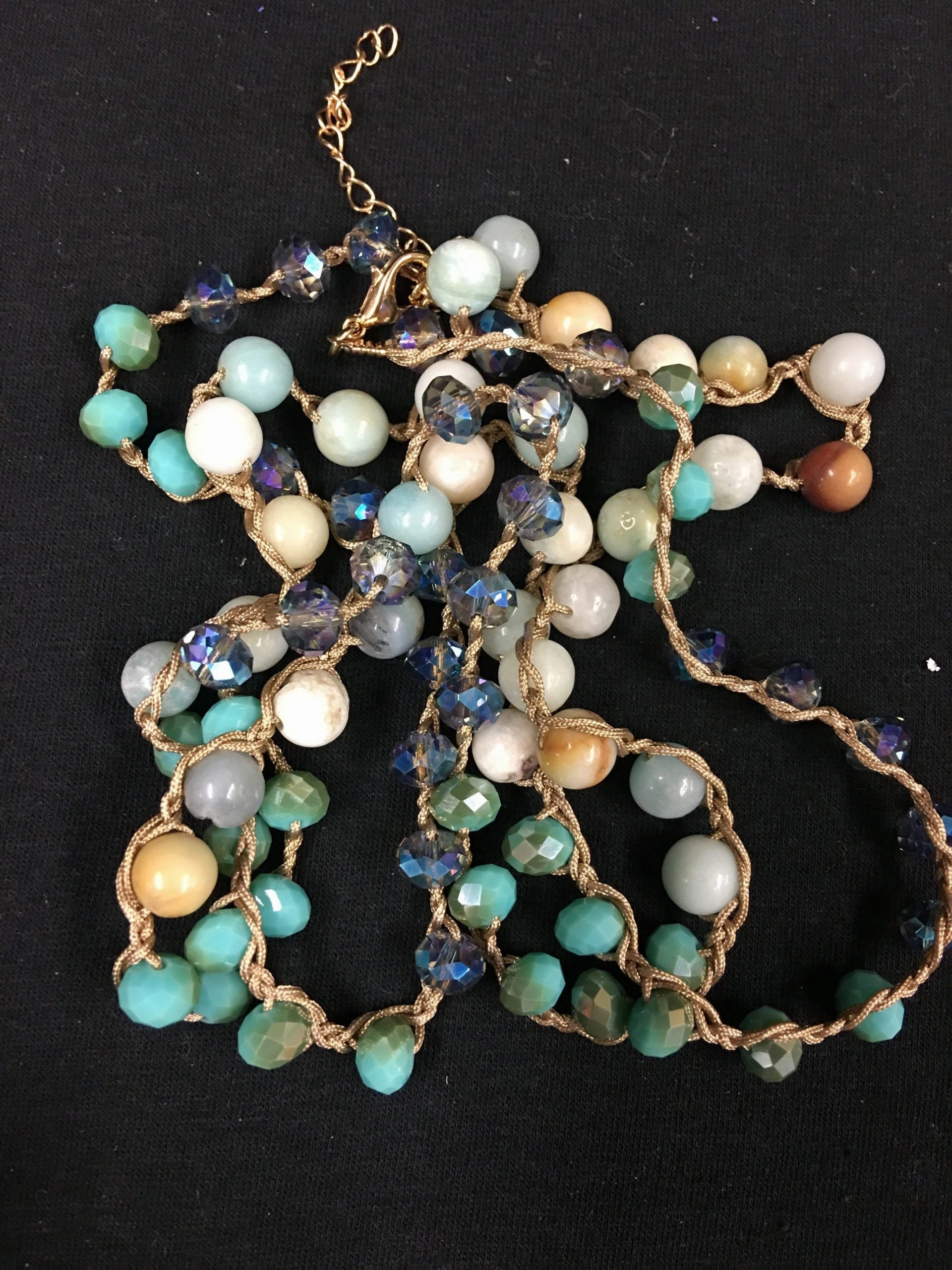 Smooth Stone Knotted Amazonite Necklace