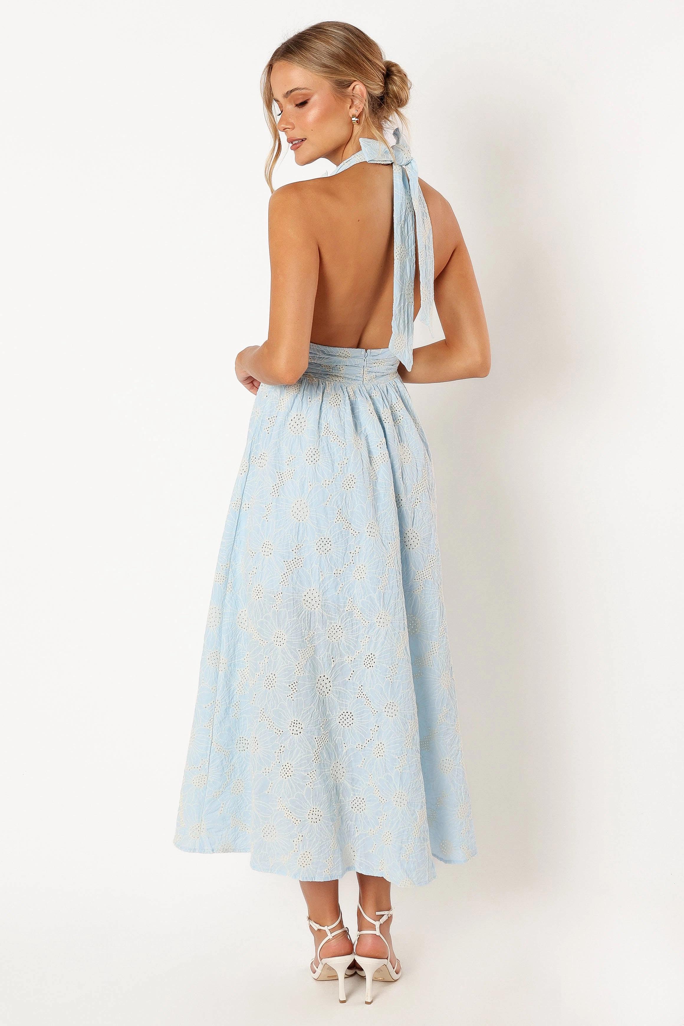 Taila Halterneck Midi Dress - Blue Floral