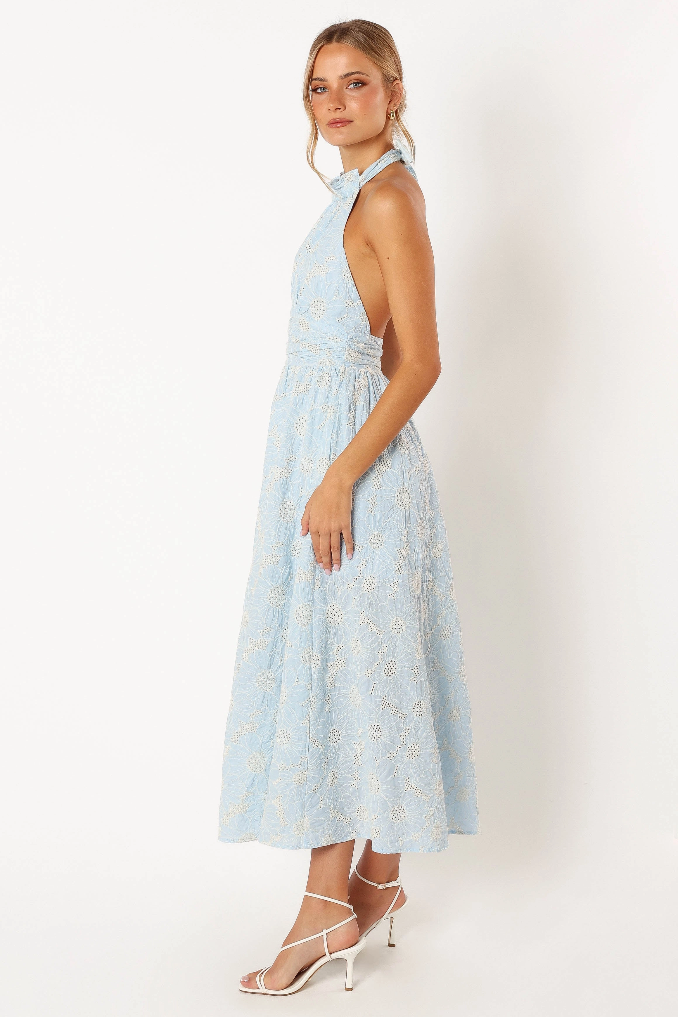 Taila Halterneck Midi Dress - Blue Floral