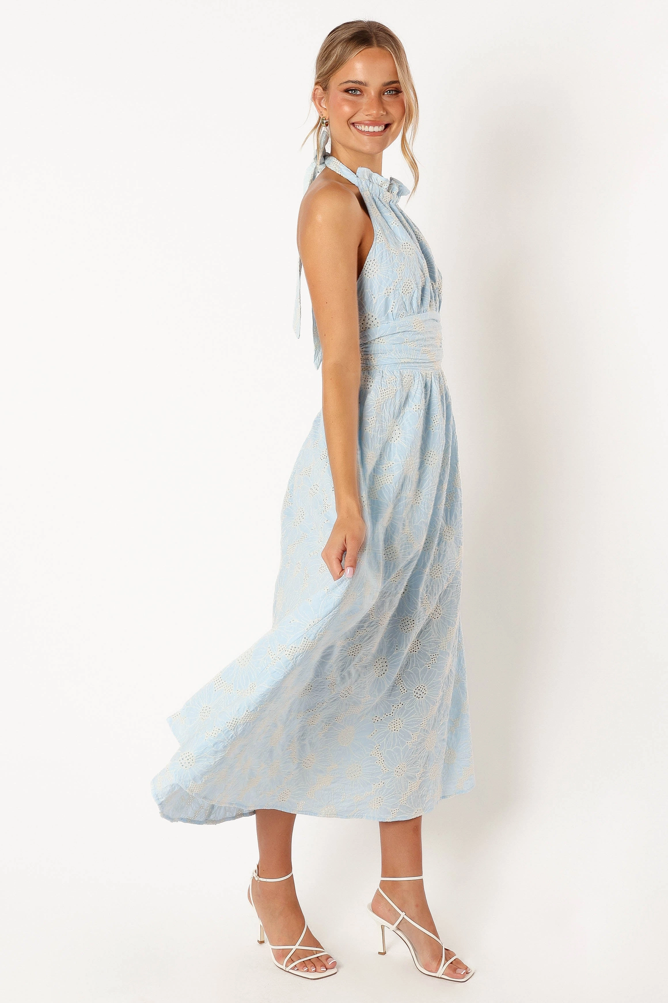 Taila Halterneck Midi Dress - Blue Floral
