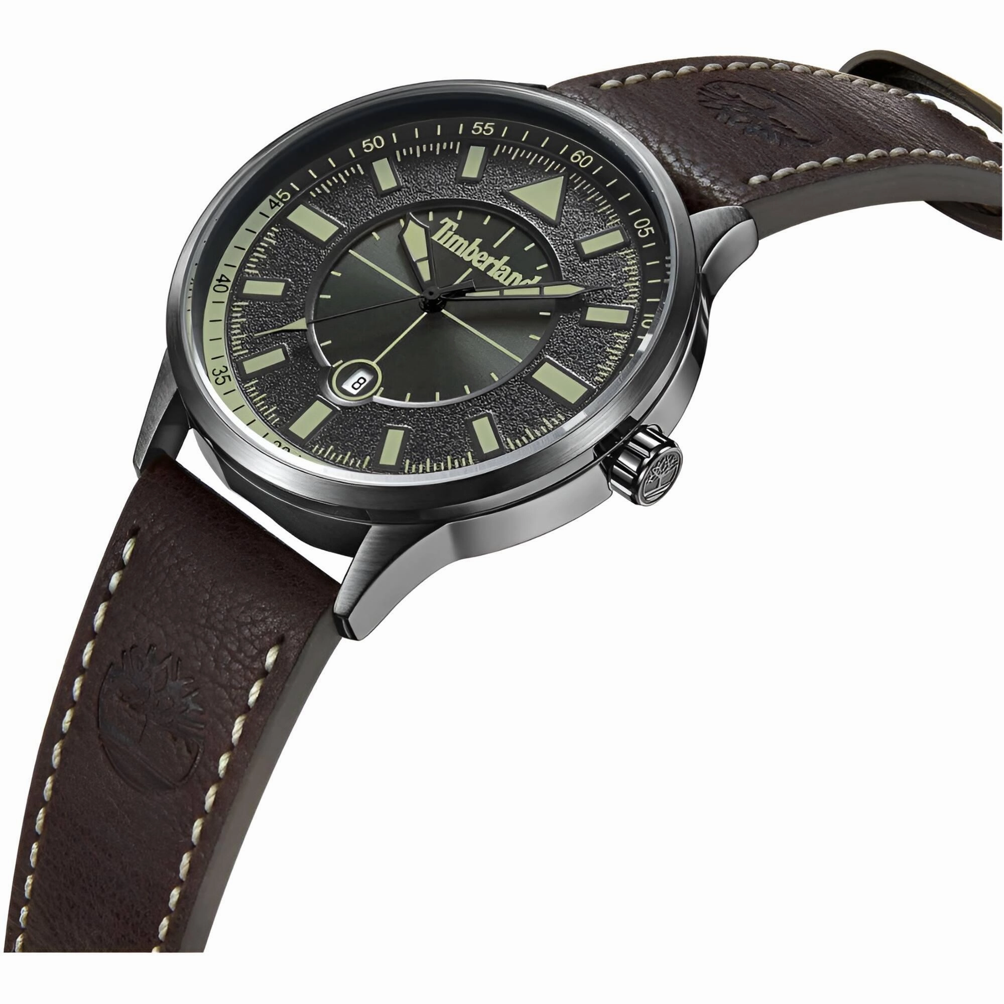 Timberland Men's Watch - Classic Grey Dial Dark Brown Leather Strap | TDWGB2181502