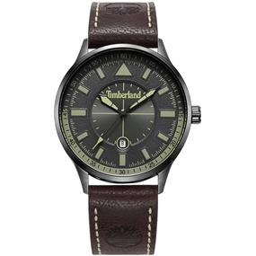Timberland Men's Watch - Classic Grey Dial Dark Brown Leather Strap | TDWGB2181502
