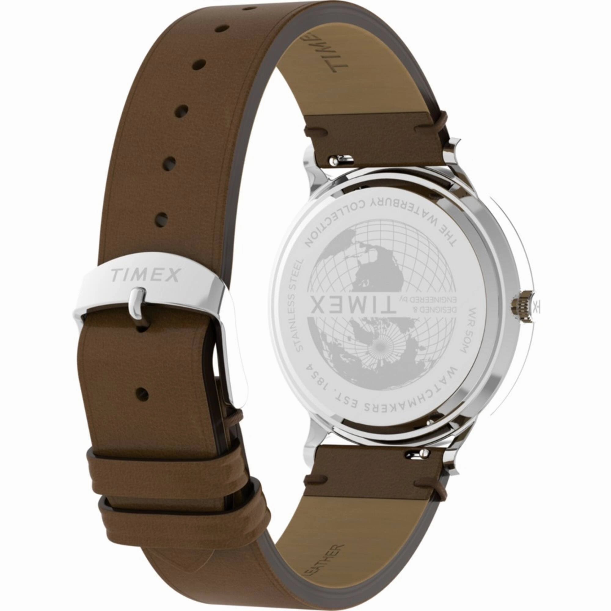 Timex Men's Watch - Waterbury Classic Blue Dial Brown Leather Strap | TW2W14900VQ