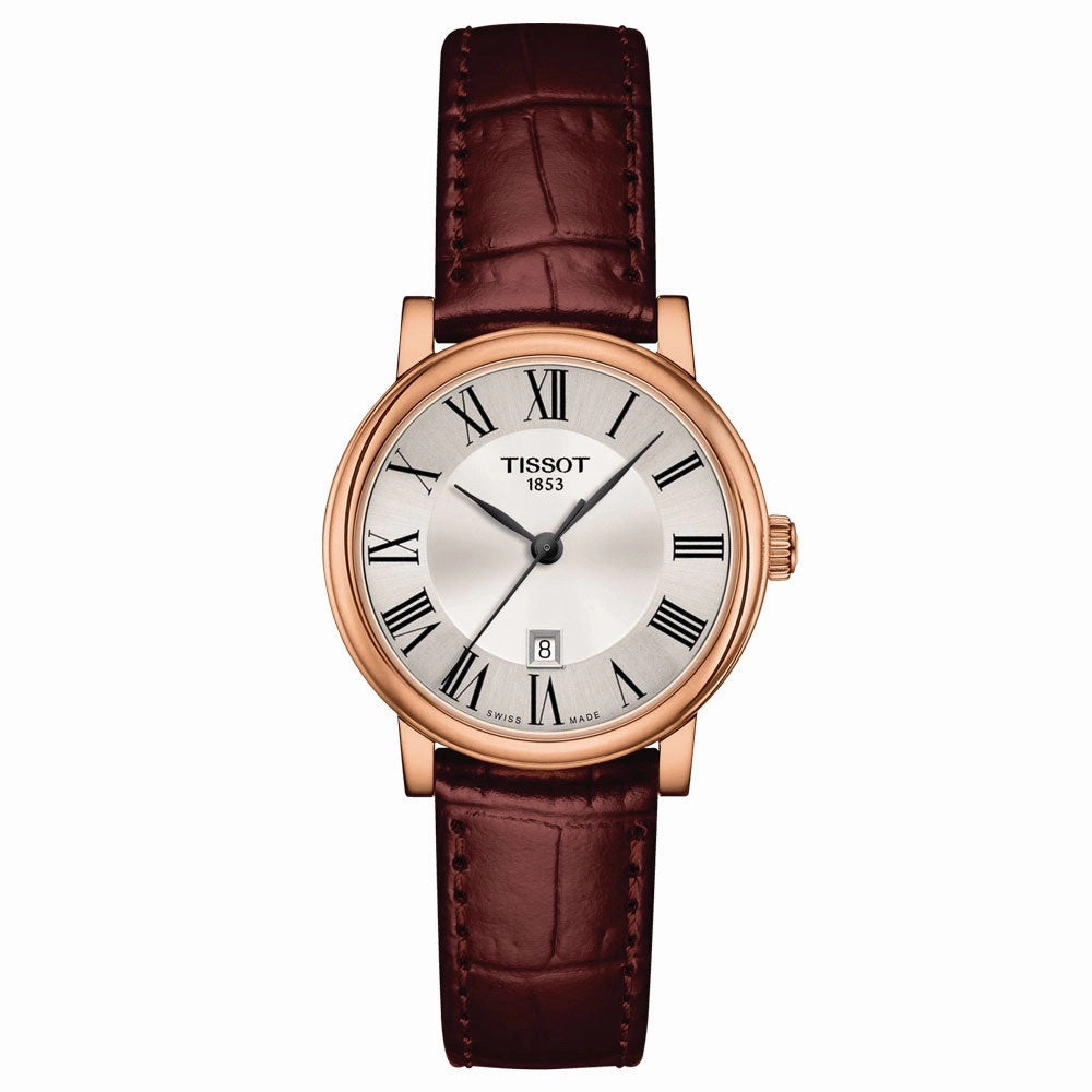 Tissot Carson Premium Lady 30mm Silver Dial Rose Gold PVD Steel Quartz Watch T1222103603300
