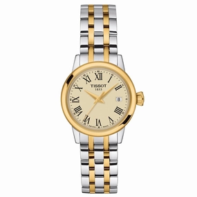Tissot Classic Dream Lady 28mm Ivory Dial Yellow Gold PVD Steel Quartz Watch T1292102226300