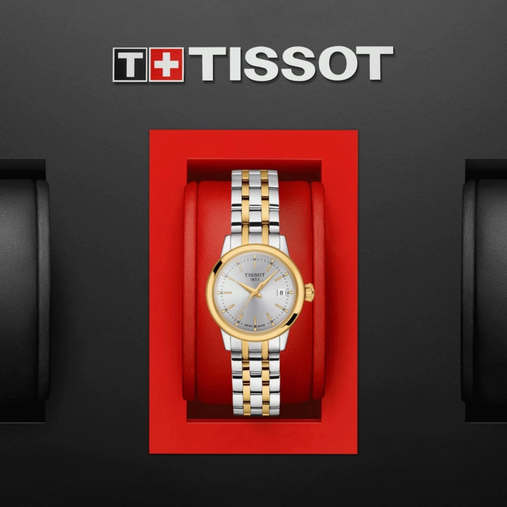 Tissot Classic Dream Lady 28mm Silver Dial Yellow Gold PVD Steel Quartz Watch T1292102203100