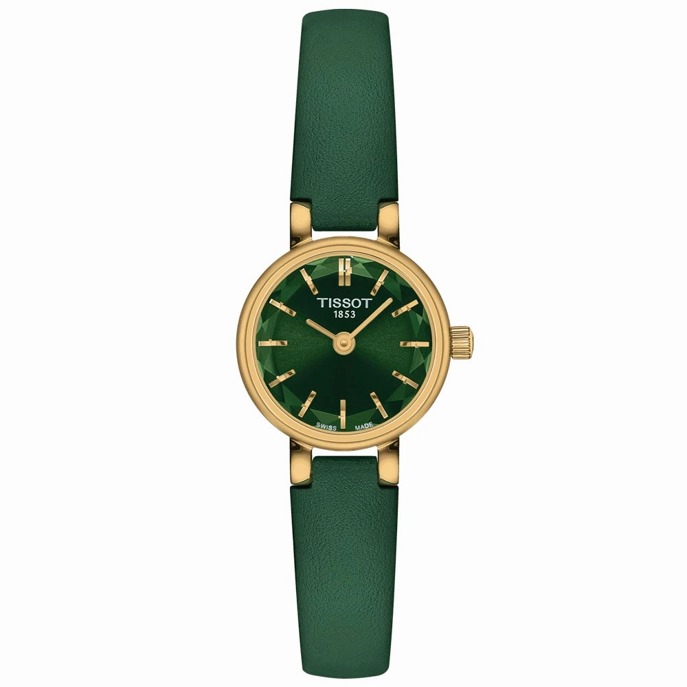 Tissot Lovely Round 19.5mm Green Dial Gold PVD Steel Ladies Quartz Watch T1400093609100