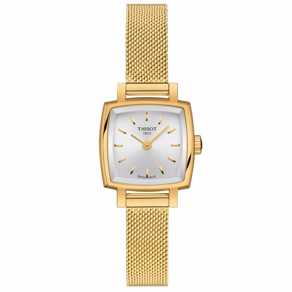 Tissot Lovely Square 20mm Silver Dial Gold PVD Steel Ladies Quartz Watch T0581093303100