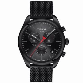 Tissot PR 100 Chronograph 41mm Black Dial Black PVD Steel Gents Quartz Watch T1014173305100