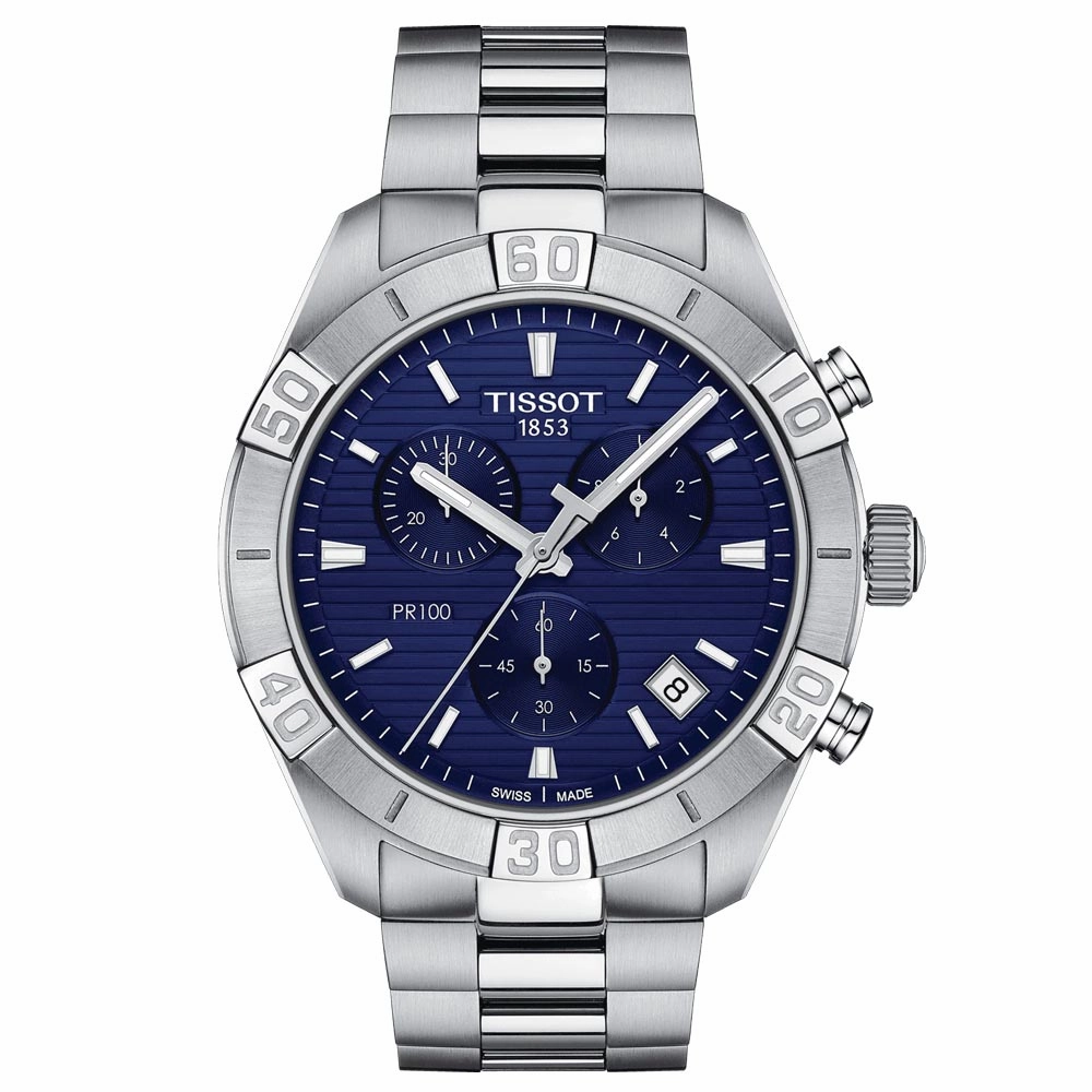 Tissot PR 100 Sport 44mm Blue Dial Quartz Chronograph Gents Watch T1016171104100