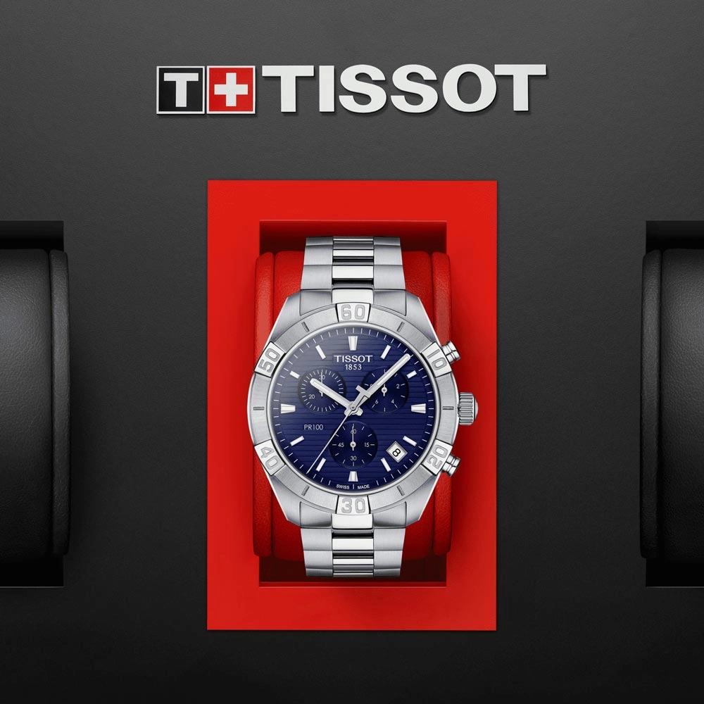 Tissot PR 100 Sport 44mm Blue Dial Quartz Chronograph Gents Watch T1016171104100