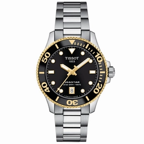 Tissot Seastar 1000 Black Dial 36mm Gold PVD Steel Quartz Watch T1202102105100