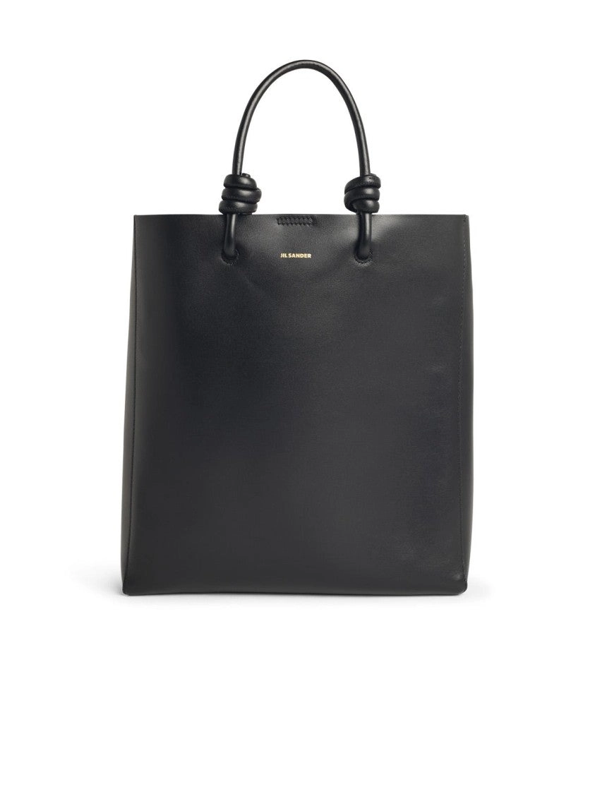 'Tote' Black Leather Crossbody Bag