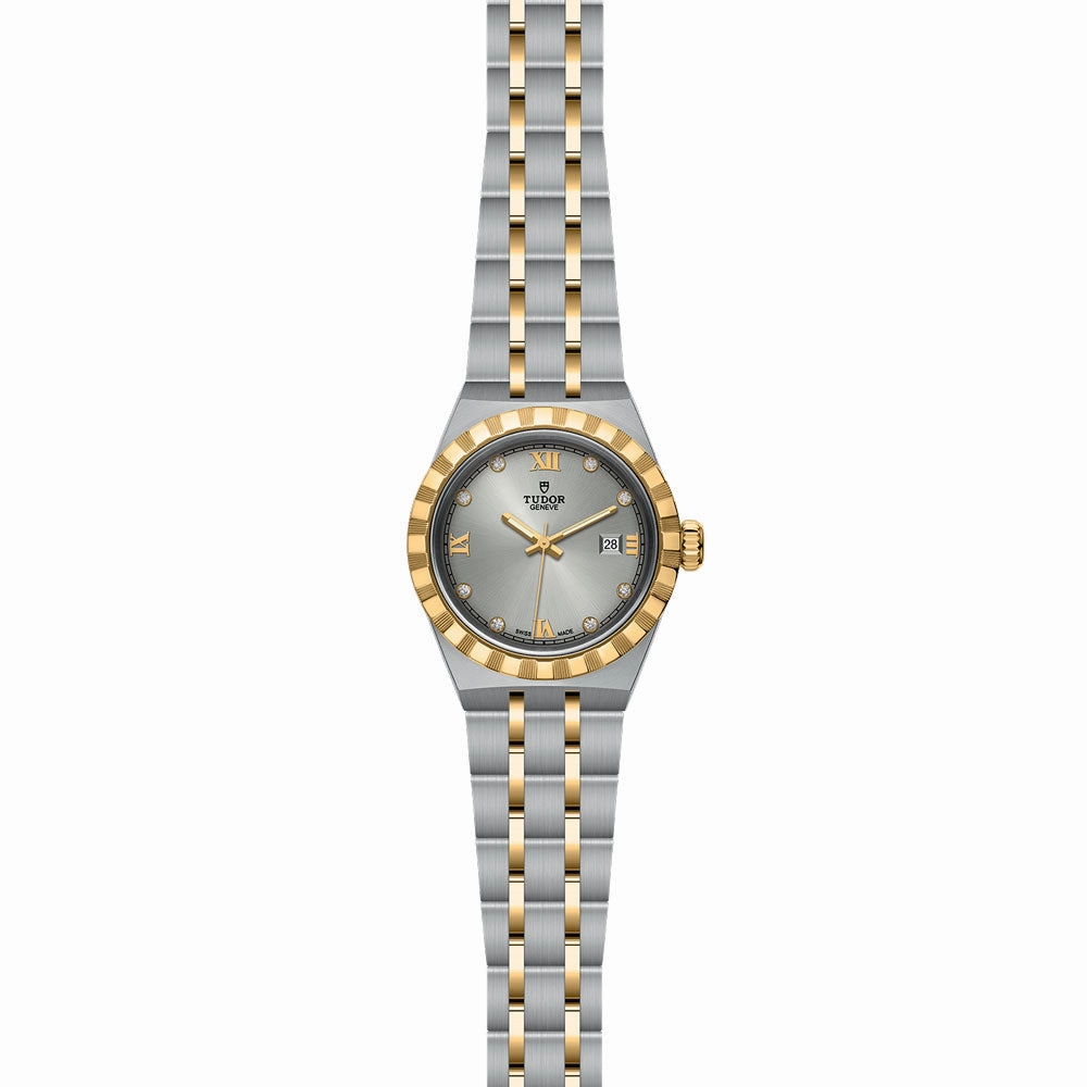 TUDOR Royal 28mm Silver Diamond Set Dial 18ct Gold and Steel Automatic Ladies Watch M28303-0002