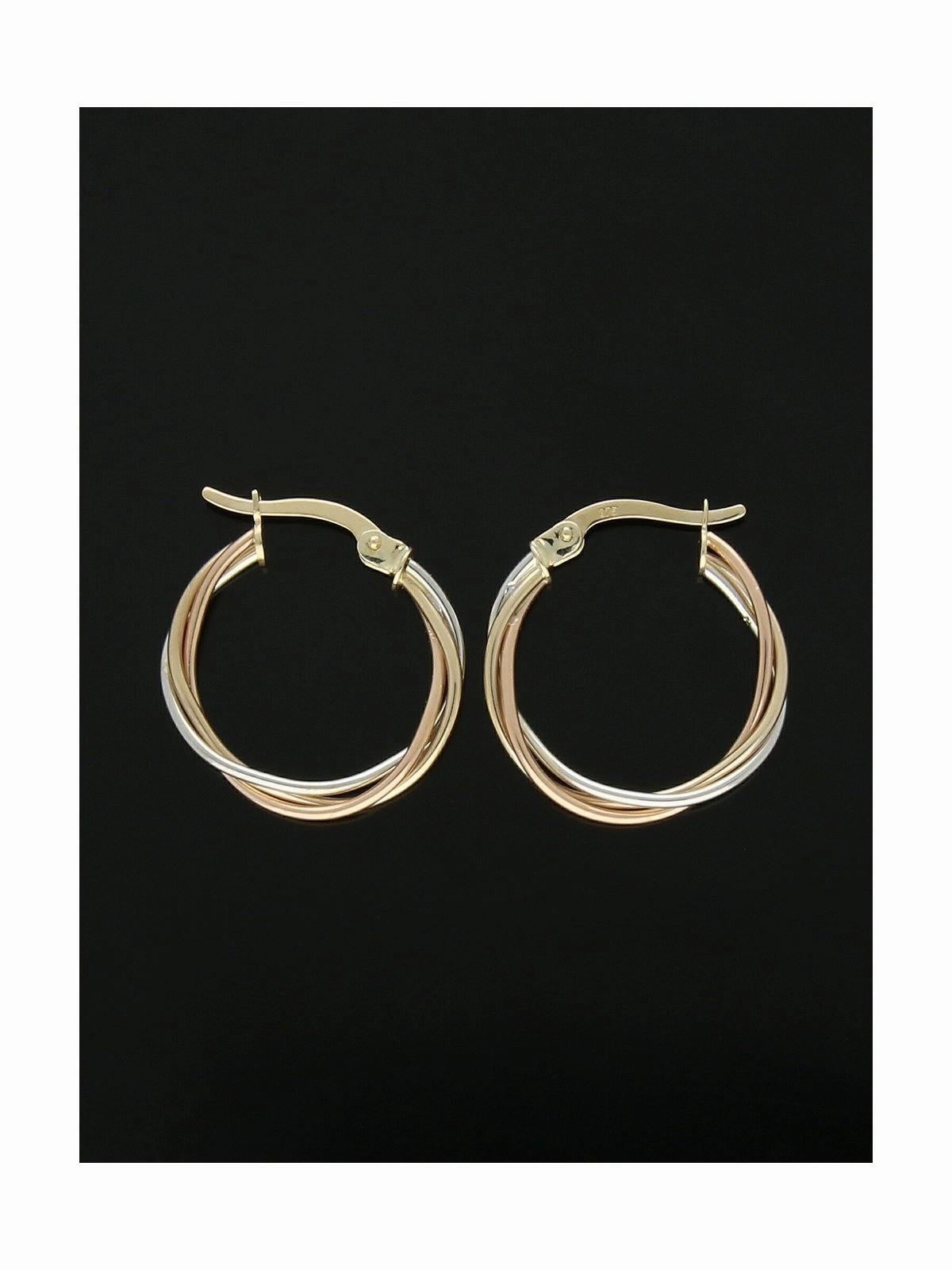 Twist Hoop Earrings 20mm in 9ct Yellow, White and Rose Gold