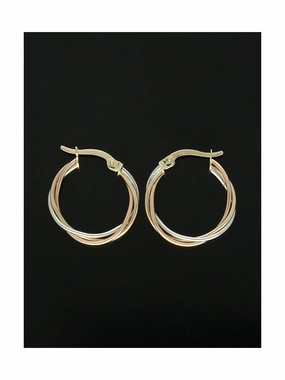 Twist Hoop Earrings 20mm in 9ct Yellow, White and Rose Gold