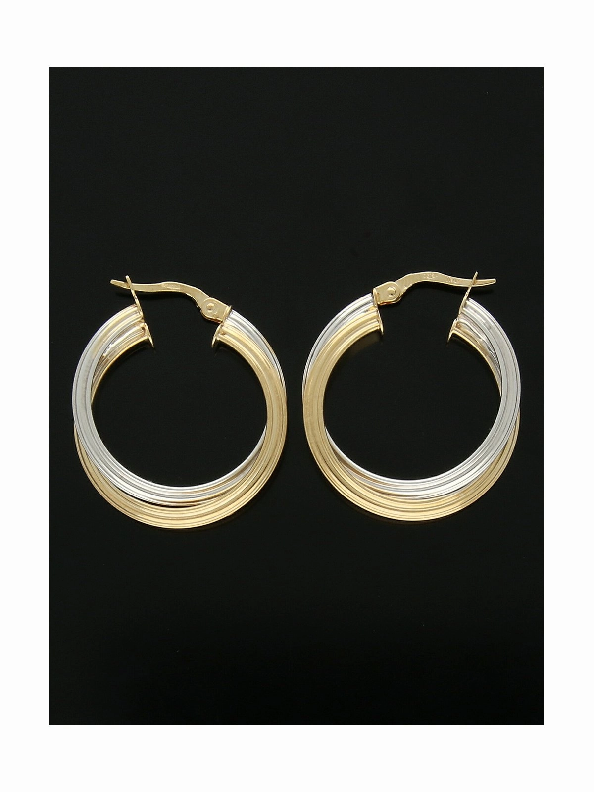Twist Hoop Earrings 29x25mm in 9ct Yellow & White Gold
