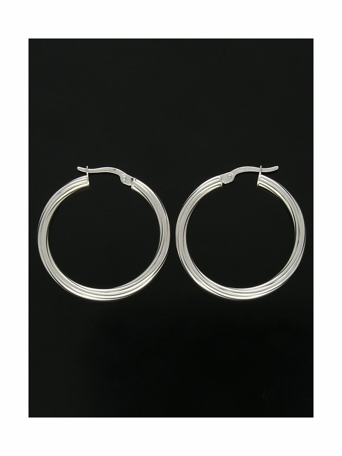 Twist Hoop Earrings 30mm in 9ct White Gold