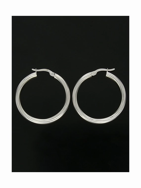 Twist Hoop Earrings 30mm in 9ct White Gold