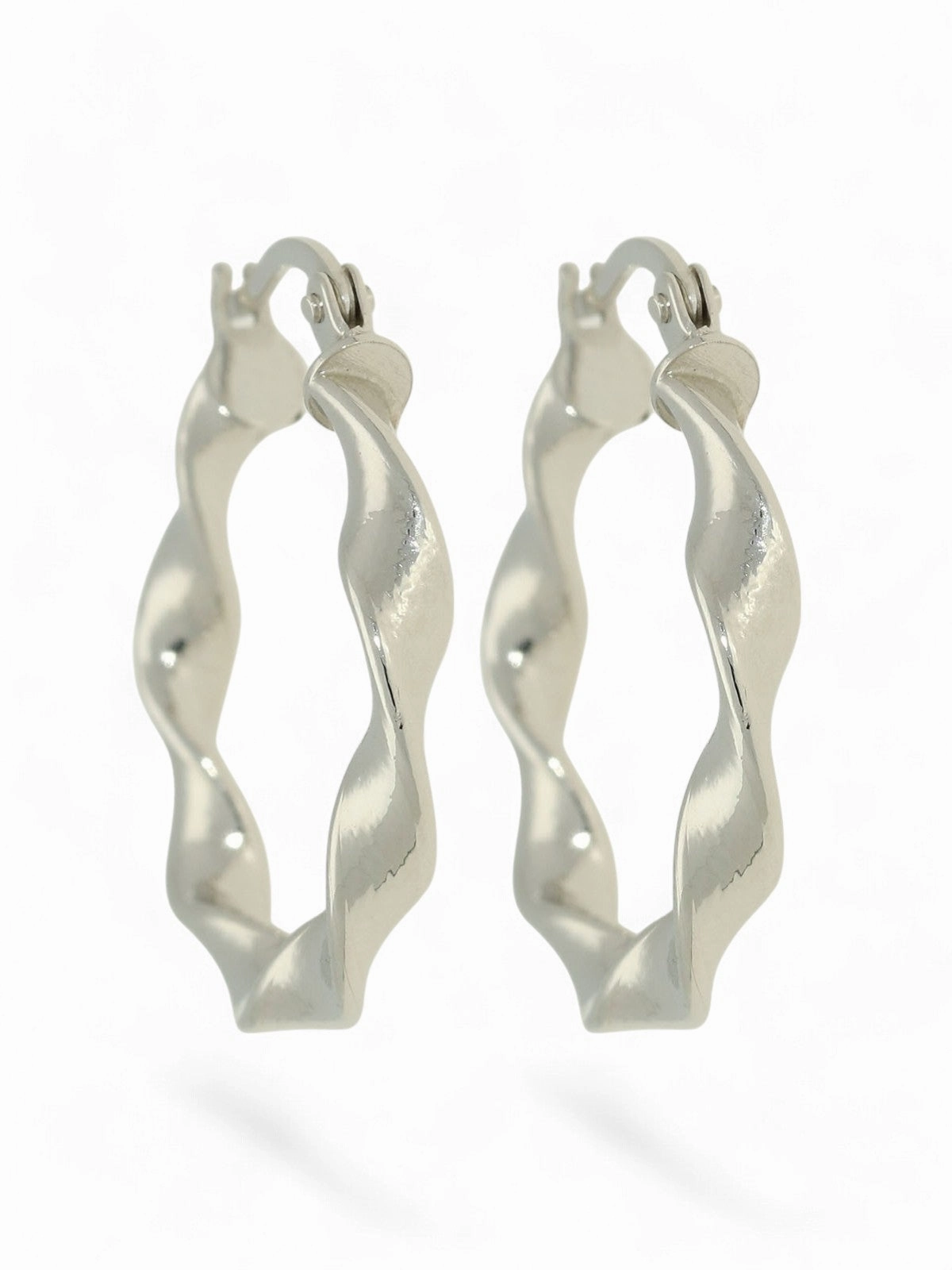 Twisted Hoop Earrings 20mm in 9ct White Gold