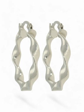 Twisted Hoop Earrings 20mm in 9ct White Gold