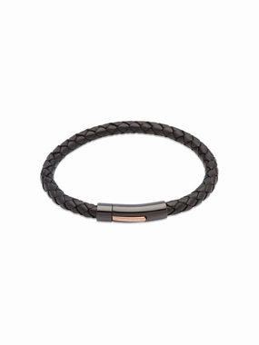 Unique & Co. 21cm Black Leather Bracelet