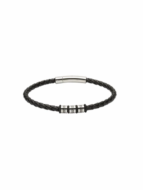 Unique & Co. 21cm Black Leather Bracelet