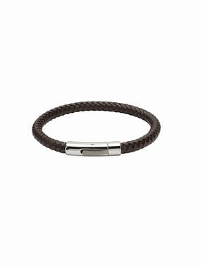 Unique & Co. 21cm Dark Brown Leather Bracelet