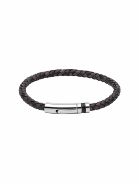 Unique & Co. 23cm Antique Black Leather Bracelet with Leather Inlay Clasp