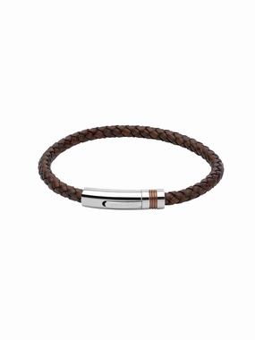 Unique & Co. 23cm Antique Dark Brown Leather Bracelet with Brown IP Plated Clasp