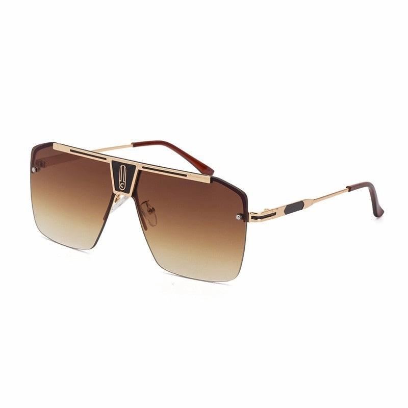 West Louis™ Square Rimless Brand Design Big Frame Flat Top Sunglasses