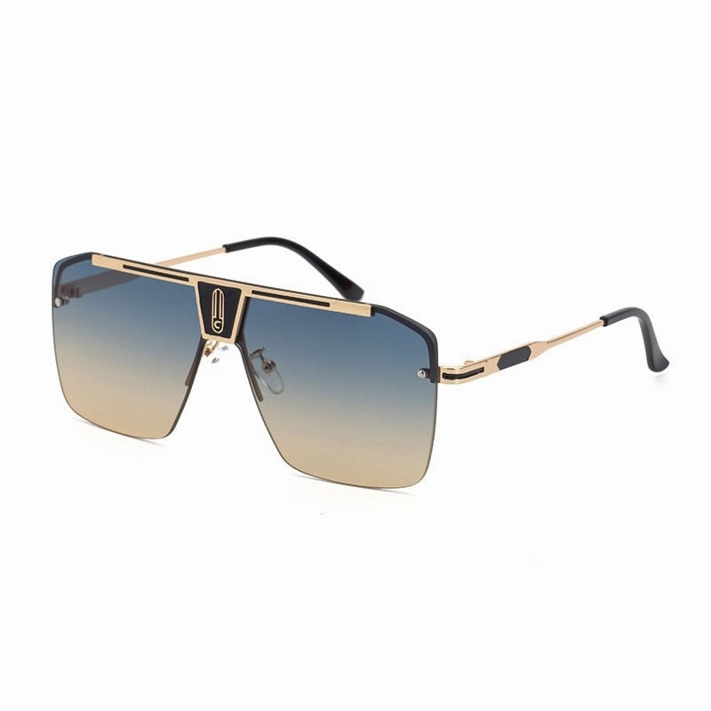 West Louis™ Square Rimless Brand Design Big Frame Flat Top Sunglasses