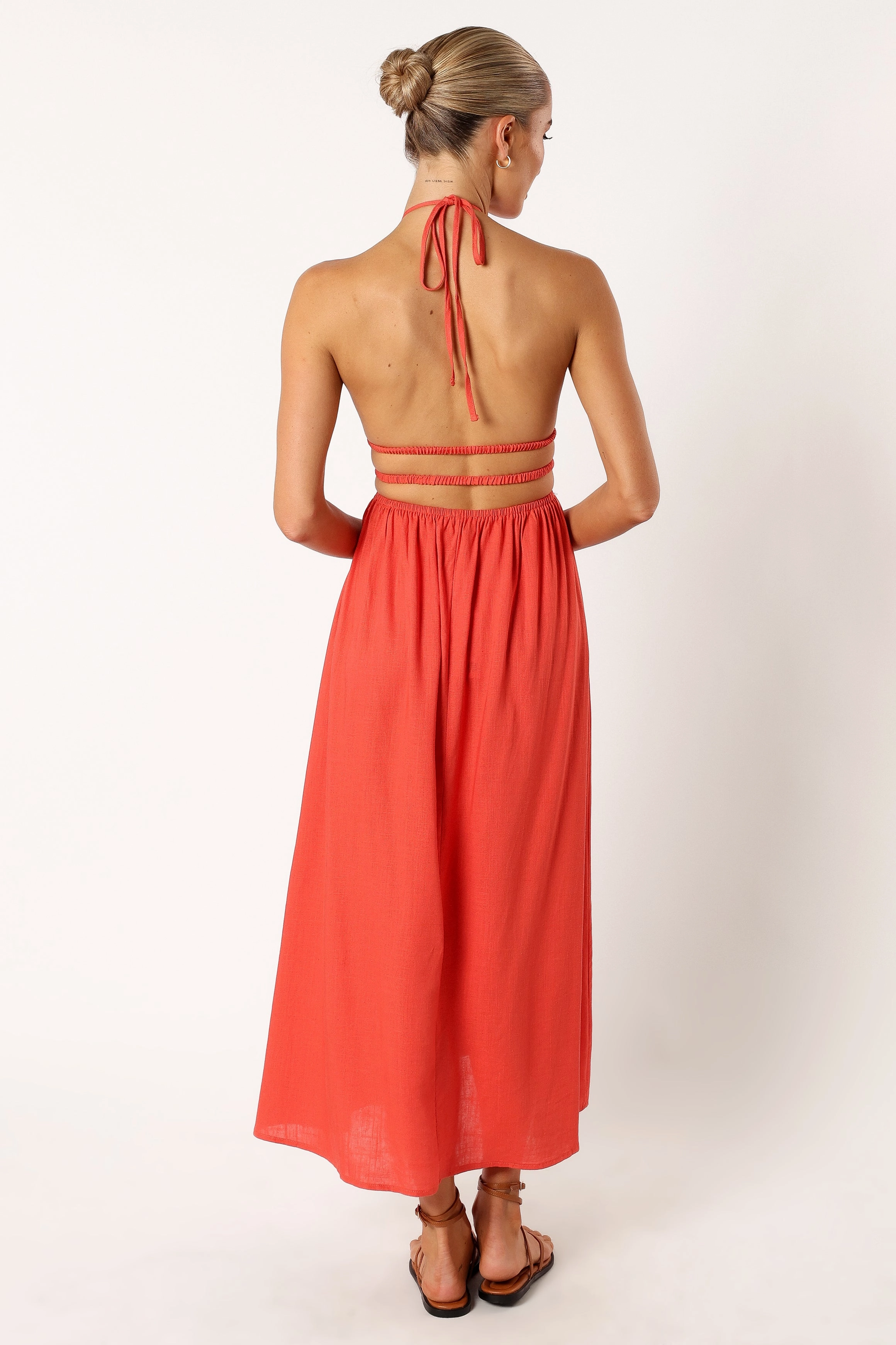 Wilder Halterneck Maxi Dress - Coral Red