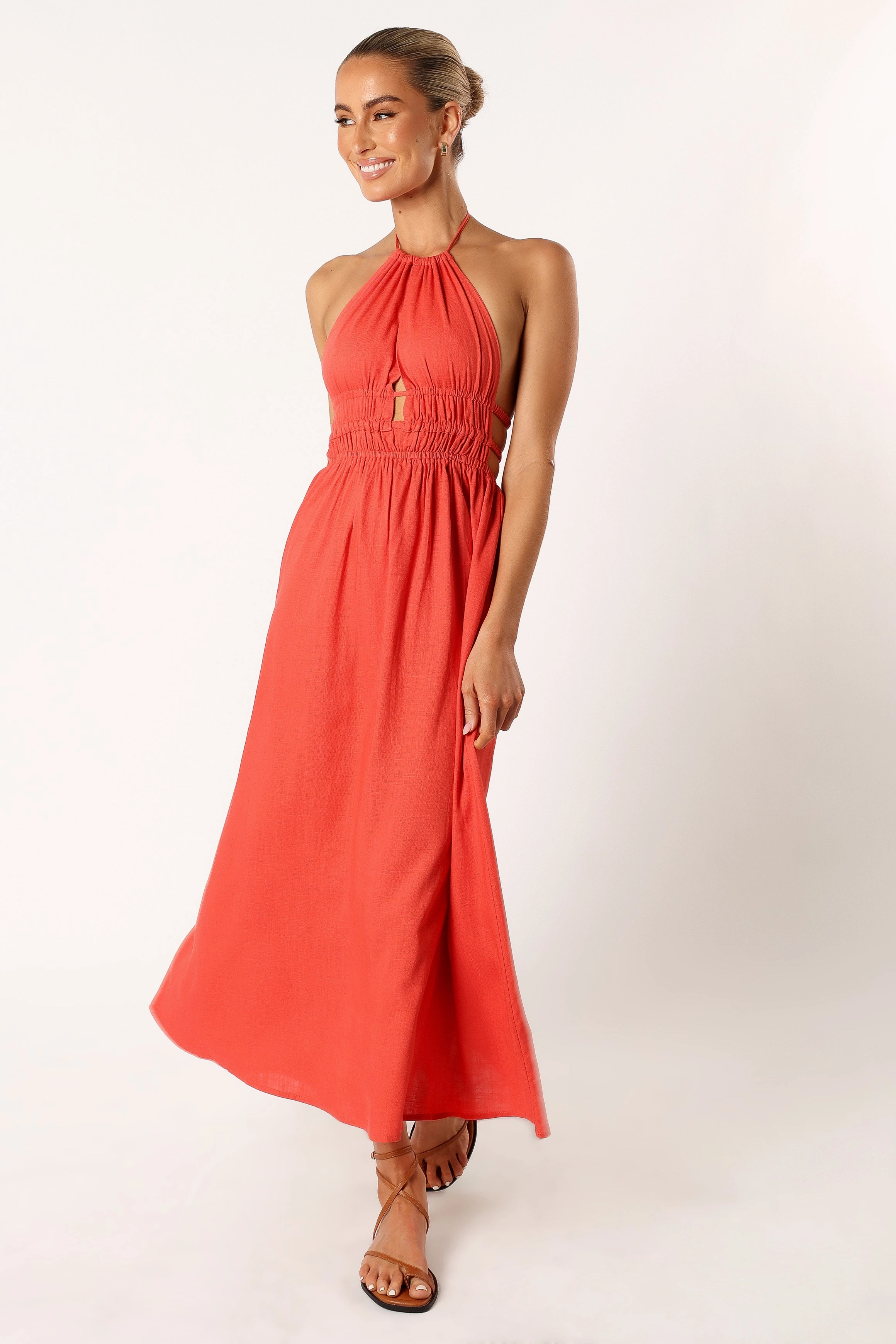 Wilder Halterneck Maxi Dress - Coral Red
