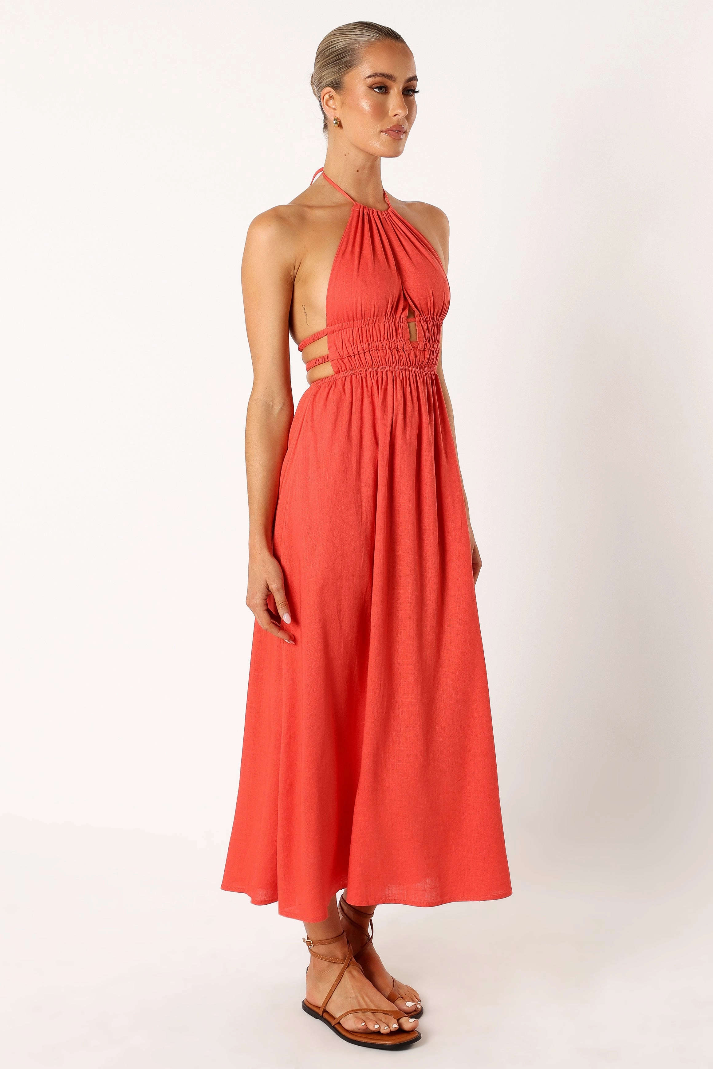 Wilder Halterneck Maxi Dress - Coral Red