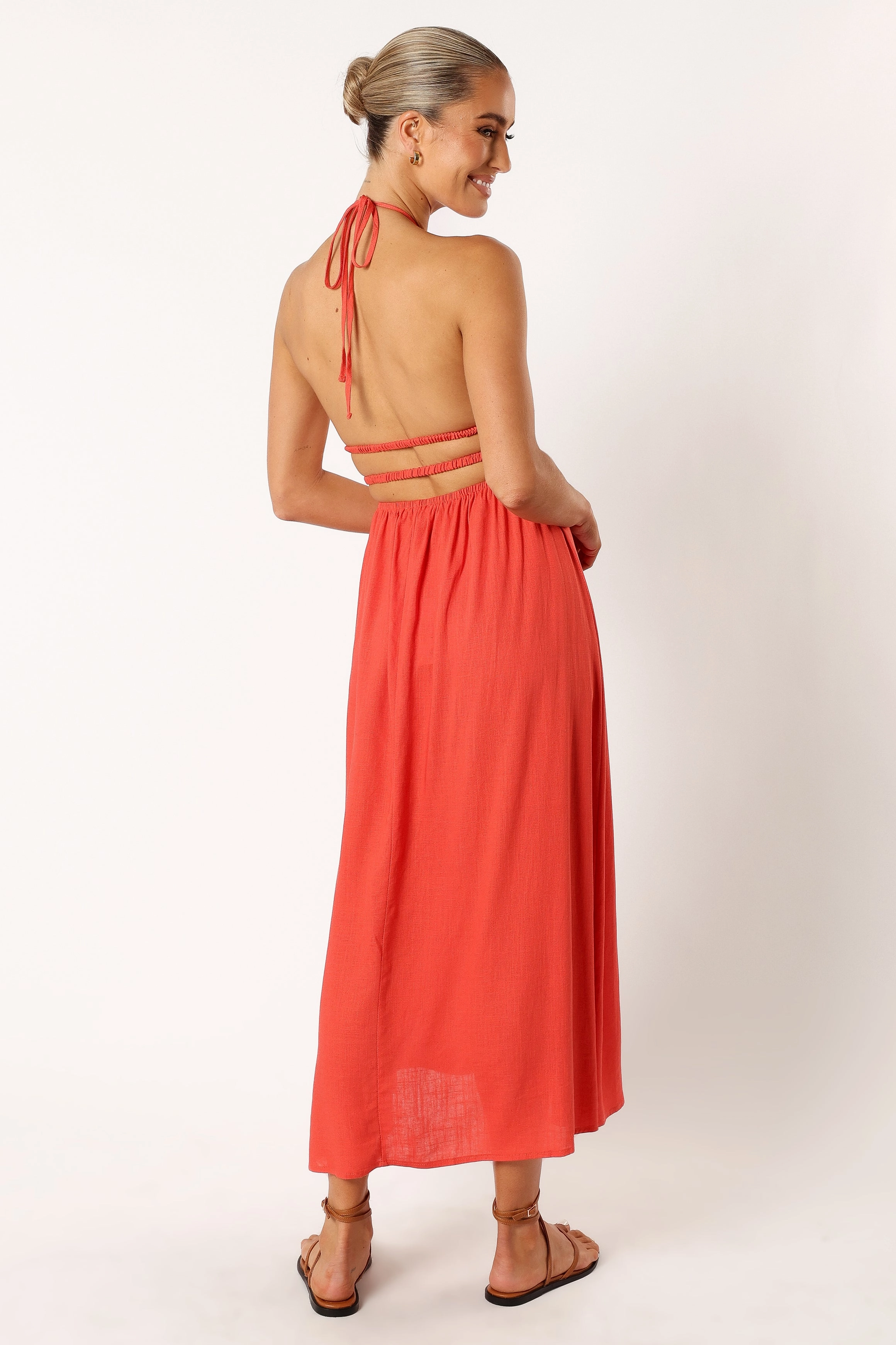 Wilder Halterneck Maxi Dress - Coral Red