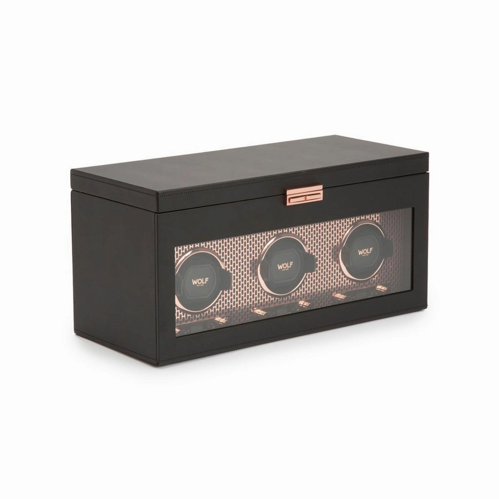 Wolf Axis Triple Watch Winder Black & Copper 469416