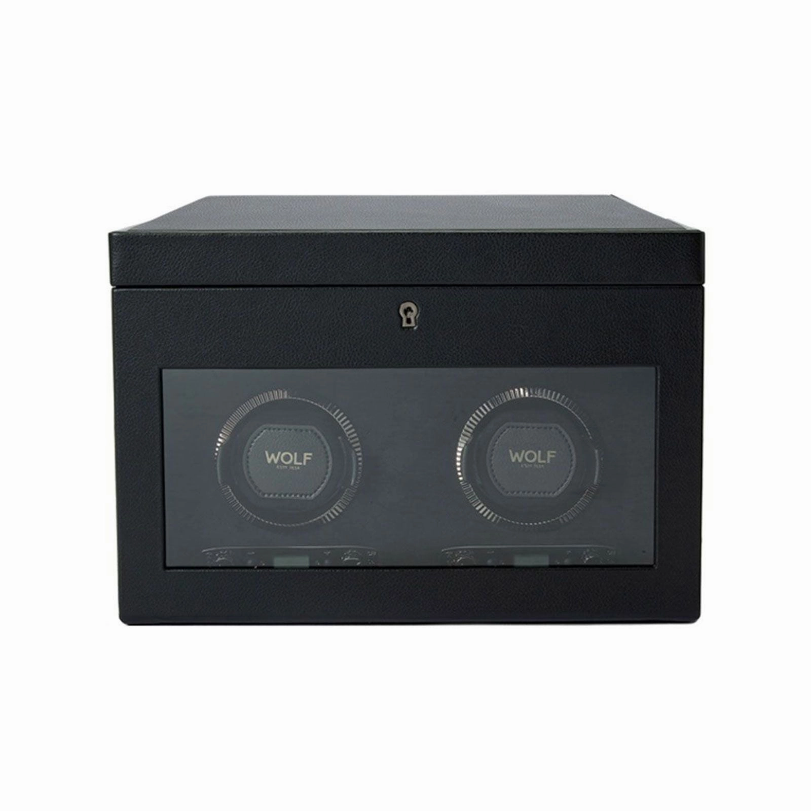 Wolf British Racing Double Watch Winder With Storage Black 792202