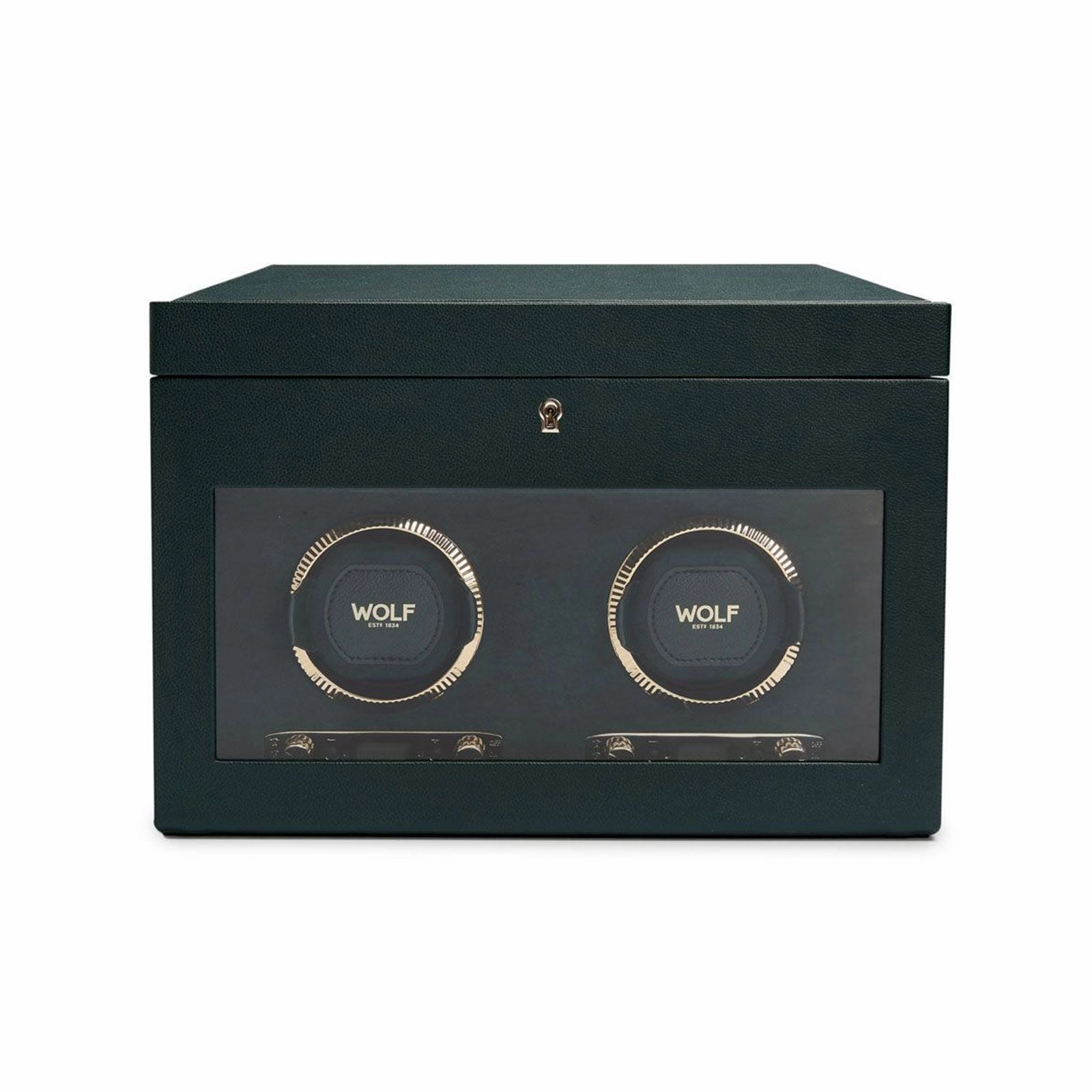 Wolf British Racing Double Watch Winder With Storage Green 792241