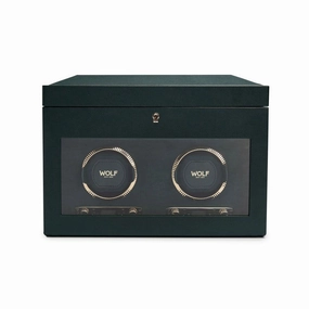 Wolf British Racing Double Watch Winder With Storage Green 792241