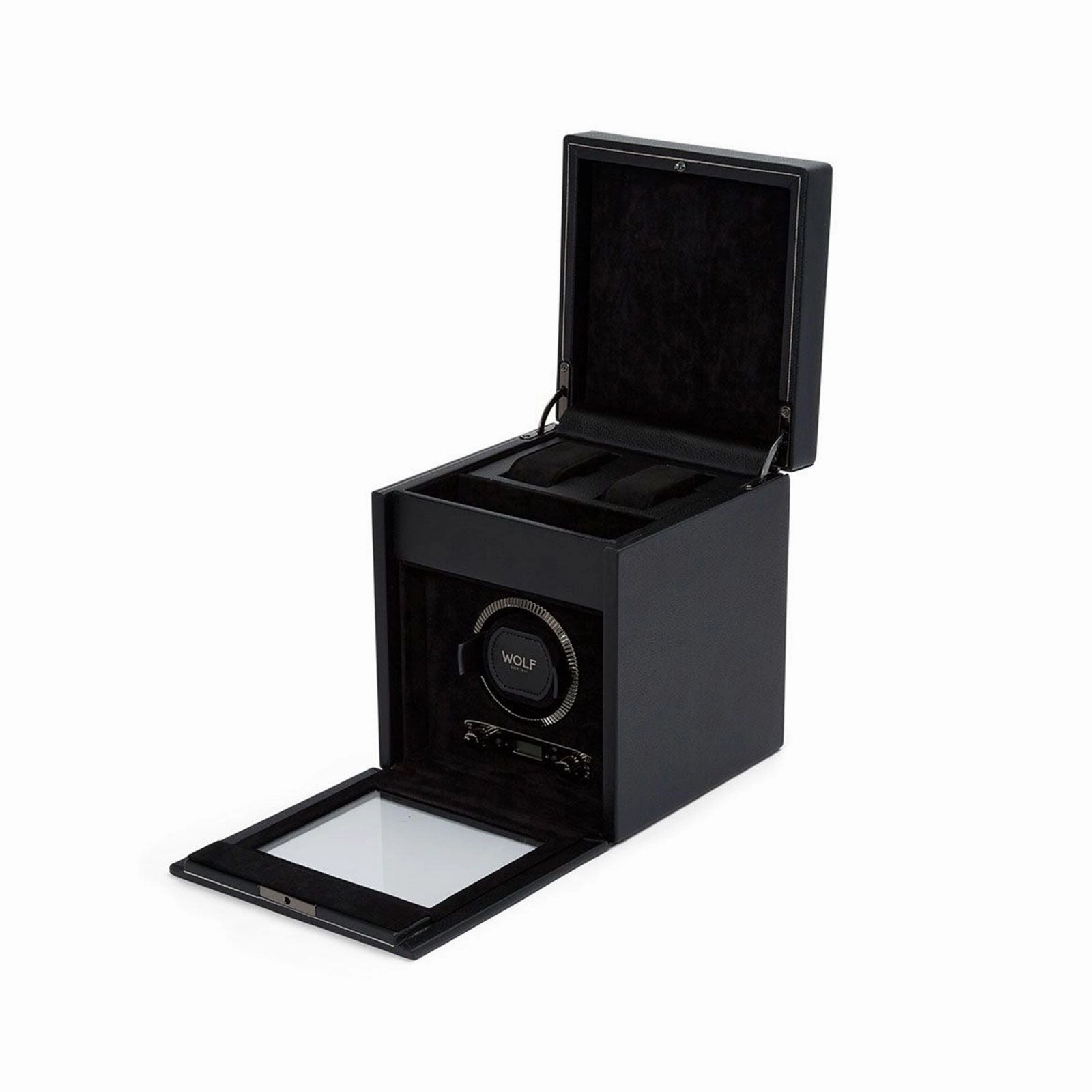 Wolf British Racing Single Watch Winder With Storage Black 792102