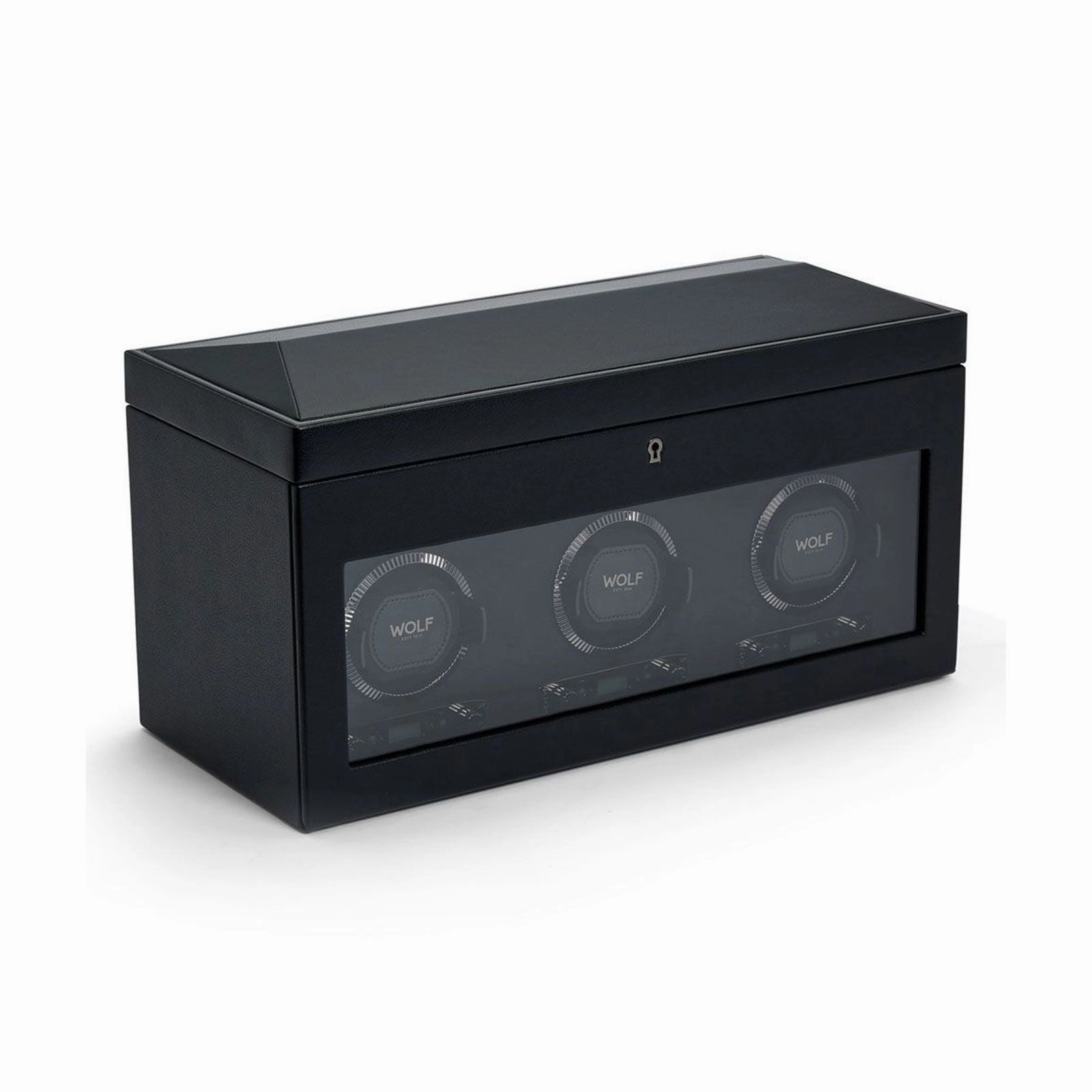 Wolf British Racing Triple Watch Winder With Storage Black 792302