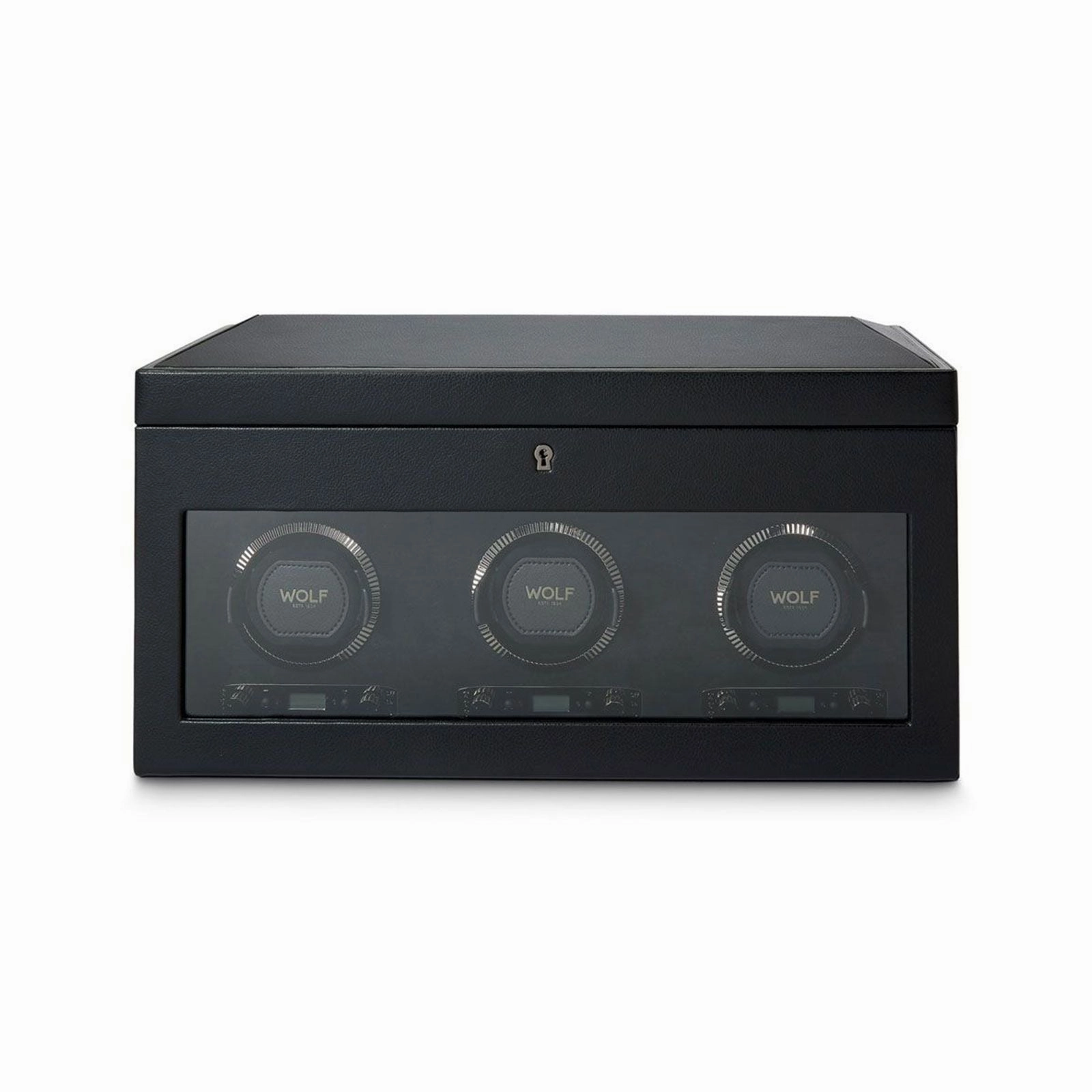 Wolf British Racing Triple Watch Winder With Storage Black 792302