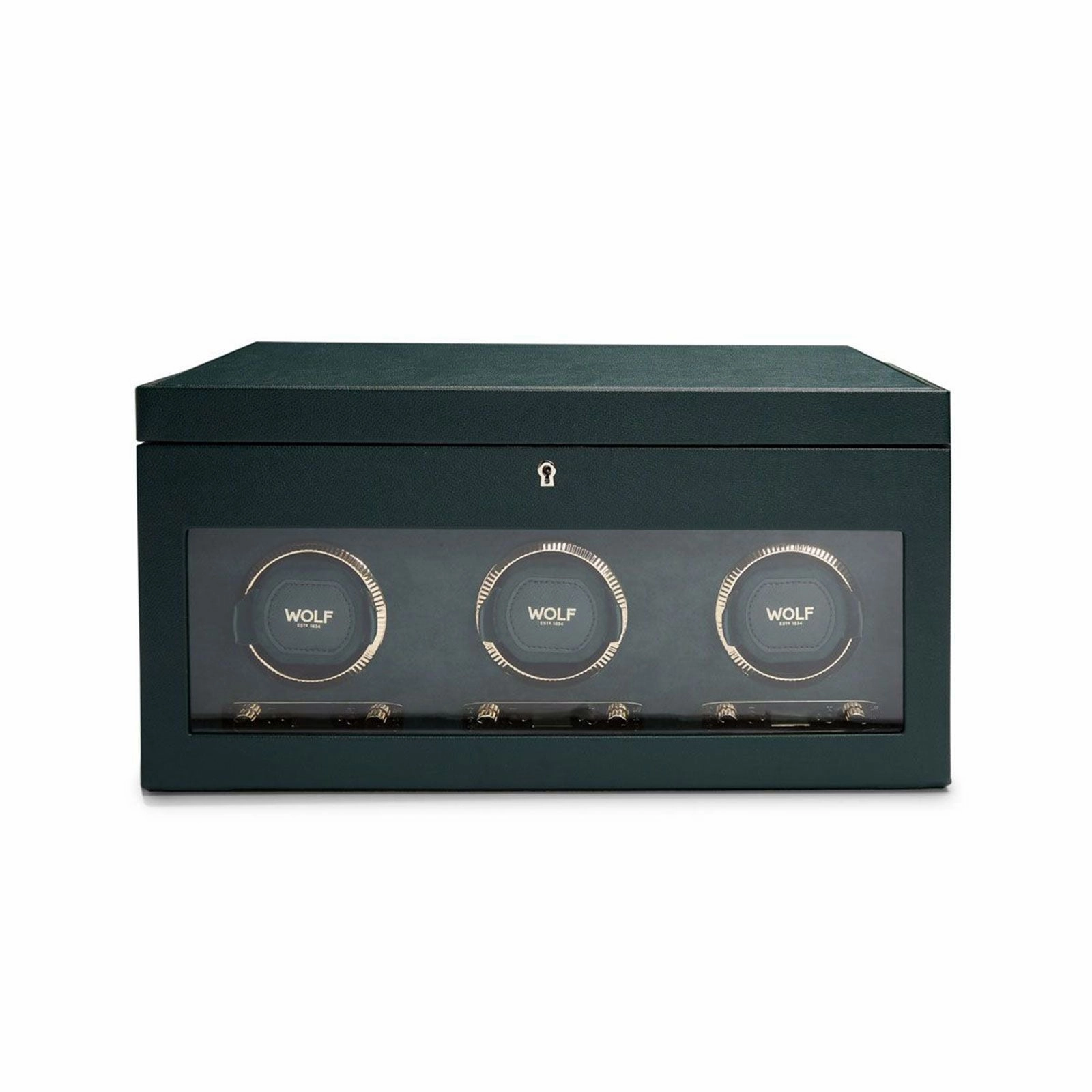 Wolf British Racing Triple Watch Winder With Storage Green 792341