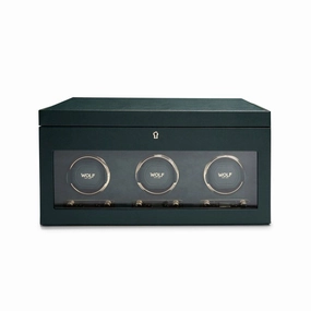Wolf British Racing Triple Watch Winder With Storage Green 792341