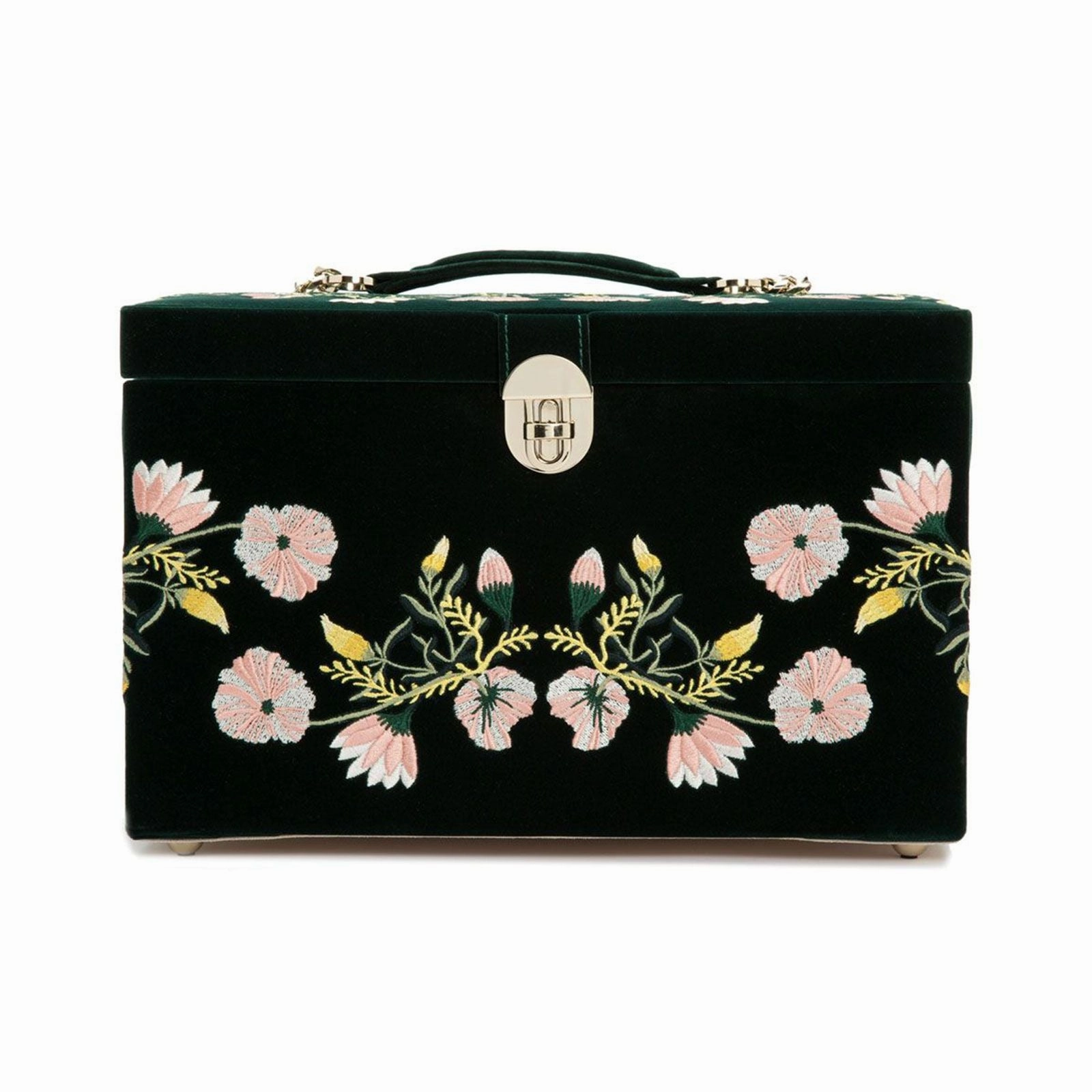 Wolf Zoe Large Floral Jewellery Box Forest Green 393012