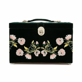 Wolf Zoe Large Floral Jewellery Box Forest Green 393012